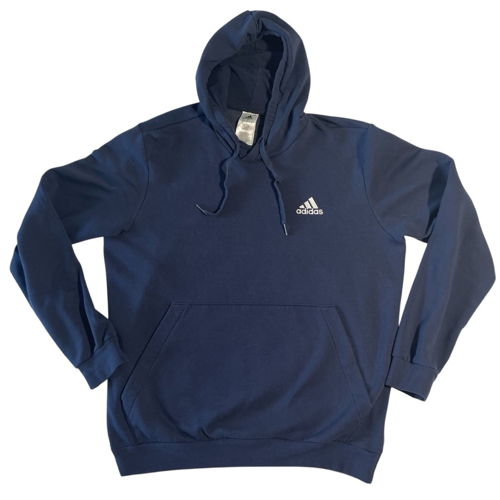 Adidas Blue Pull Over Hoodie Long Sleeve with Kangaroo Front Pouch Men’s L